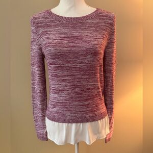 WHBM Marbled Woven Hem Sweater in Dynasty Red NWT